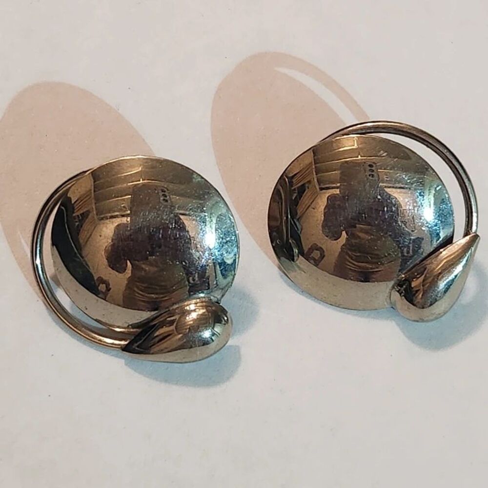Vintage Silvertone Modernist Earrings